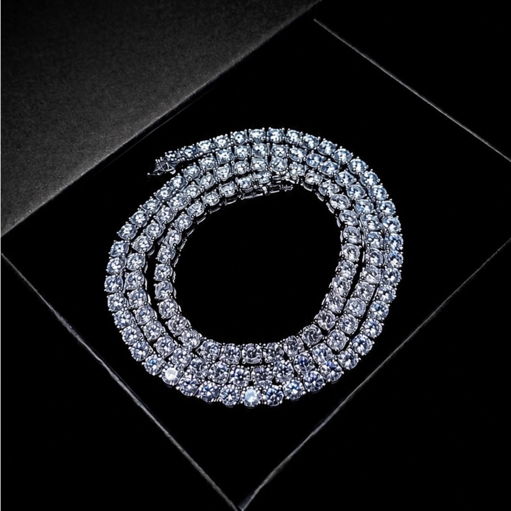 925 Sterling Silver 13.77CT MOISSANITE Tennis Necklace Size 20” / 3MM VVSD Color